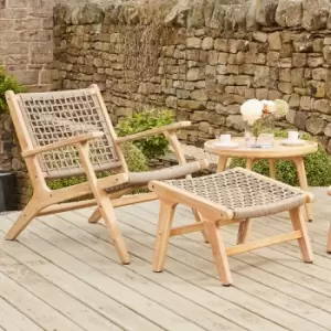 Image of Lounge Chair & Hocker Footstool Garden Furniture Set