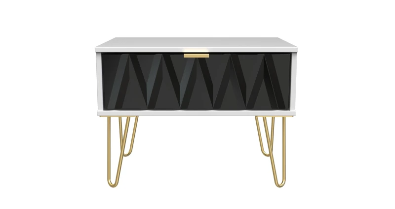 Image of Dallas 1 Drawer Wide Side Table In Deep Black & White (Ready Assembled)