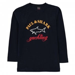 Image of Paul And Shark Junior Boys Large Logo T Shirt - Navy 013