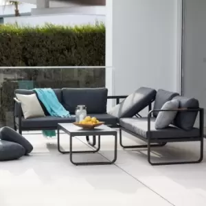 Image of Harbour Lifestyle Cordoba Aluminium & Teak Reclining Corner Sofa Set - Grey