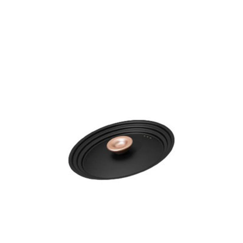 Image of Meyer Black 'Accent' Round Stainless Steel Universal Lid - 16/18/20cm Black