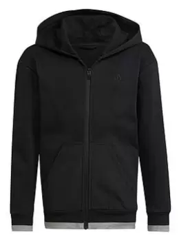 Image of adidas Unisex Junior ALL SZN Fleece Full Zip Hoodie - Black/Grey, Size 7-8 Years