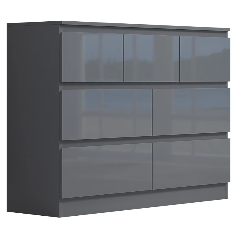 Image of FWStyle FWStyle 7 Drawer Merchant Chest Gloss Grey Scratch Resistant Grey One Size Unisex 5056413130129