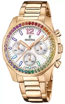 Image of Festina F20639/2 Ladies Rose-pl.Steel Chrono W/Steel Watch