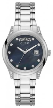 Image of Guess Aura Womens Stainless Steel Bracelet Black Mother Watch