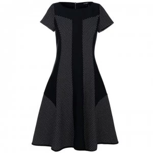 Image of DKNY Boat Neck Straight Dress - Black/White