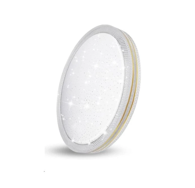 Image of ExtraStar 18W LED Round Flush Ceiling Light Cold White 6500K, 1950 Lumen, Gold edged White Unisex