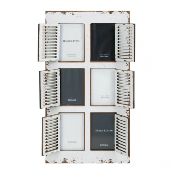 Image of 3.5" x 5" - Distressed White 6 Aperture Photo Frame