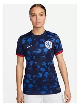 Image of Nike Netherlands 2023 Womens Away Stadium Short Sleeved Shirt - Blue Size L, Women