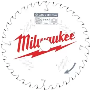 Image of Milwaukee 235mm 36T Wood Cutting Circular Saw Blade - N/A