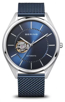 Image of Bering Automatic Mens Polished/Brushed Silver Blue Watch