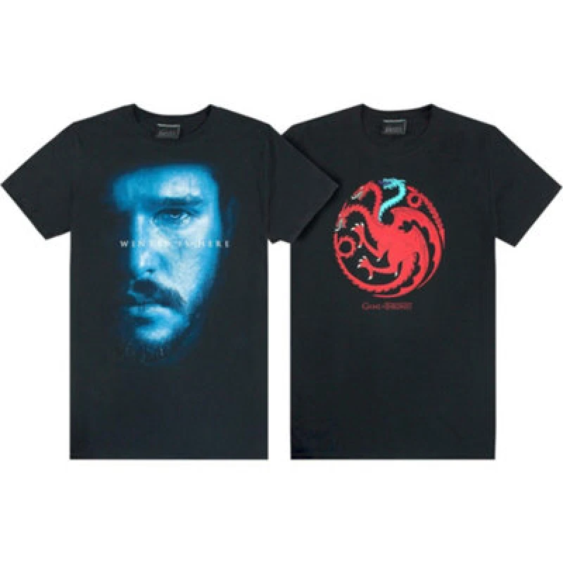 Image of Game Of Thrones Game Of Thrones Men Multi-Pack of 2 Short-Sleeved T-Shirts in Black Size: Medium Black M Male 5056210142790