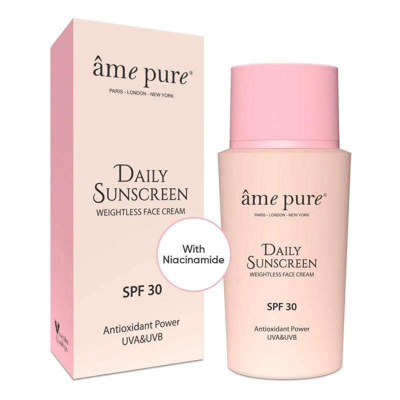 Image of ame pure Daily Sunscreen - SPF 30 Weightless Face Cream White female