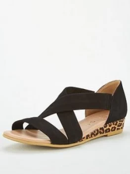 Image of OFFICE Hallie Wedge Sandals - Black Suede, Size 4, Women