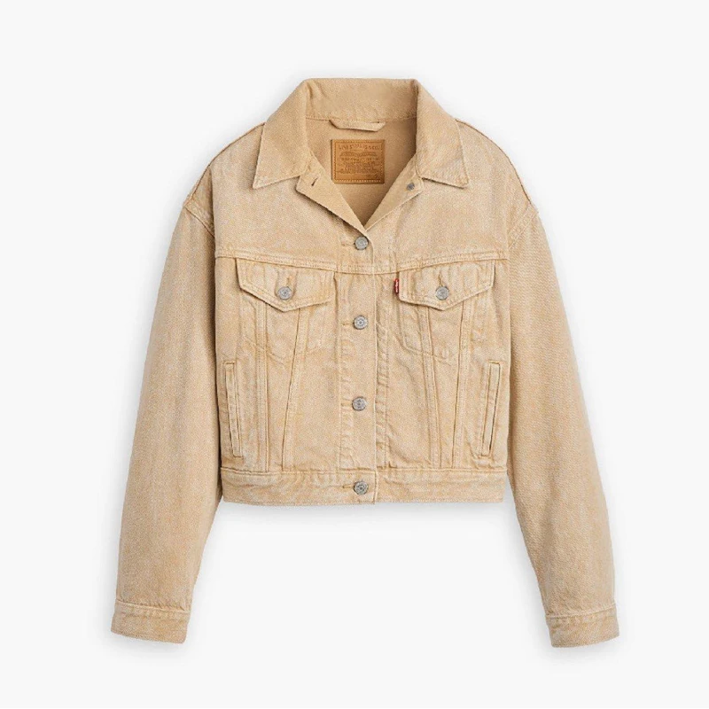 Image of Levis Womens Shrunken Trucker Denim Jacket Chatter Brown female 8 (XS)