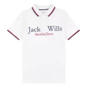 Image of Jack Wills Kids Boys Script Tipped Polo Shirt - White