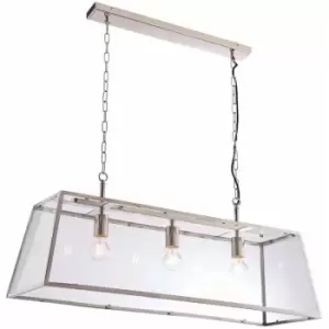 Image of Ceiling Pendant Light Bright Nickel Plate & Clear Glass 3 x 40W E27