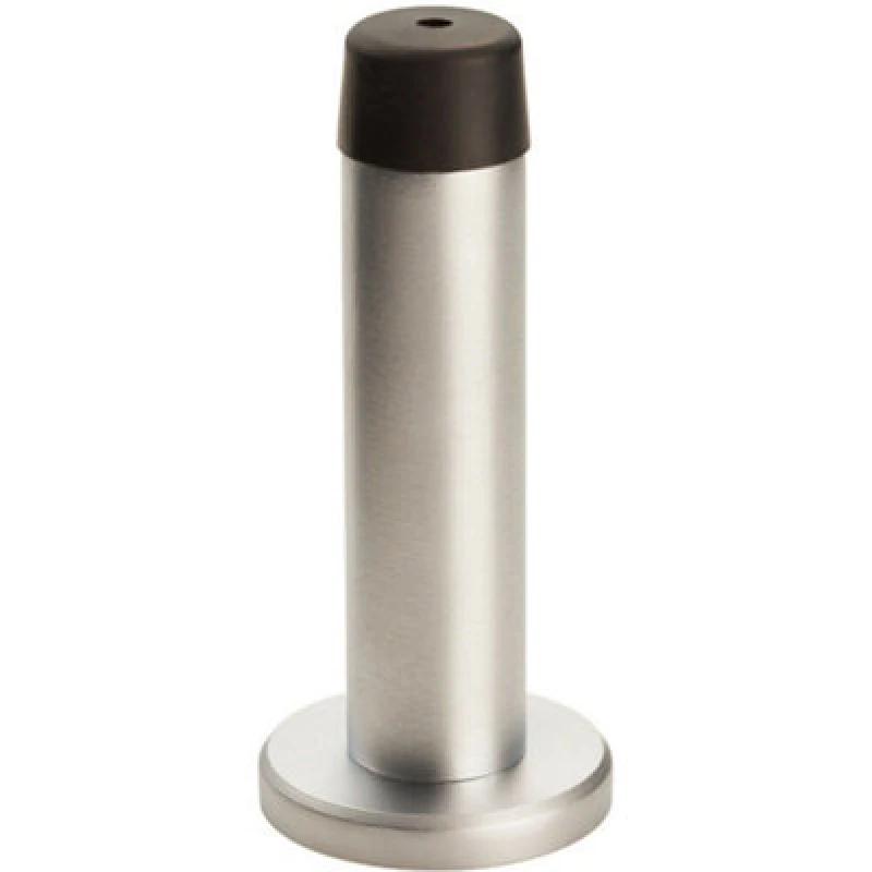 Image of Loops Rubber Tipped Doorstop Cylinder with Rose Wall Mounted 71mm Satin Chrome Multi