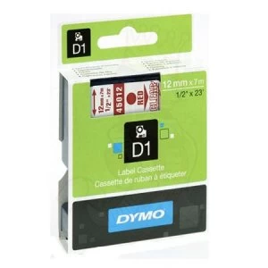 Image of Dymo 45012 Red On Clear Label Tape 12mm x 7m