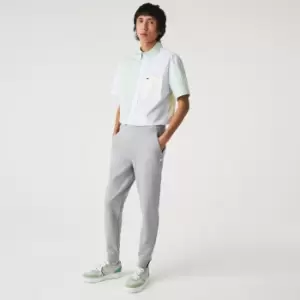 Image of Lacoste Mens Slim Fit Heathered Cotton Blend Tracksuit Trousers Size 3 - S Grey Chine