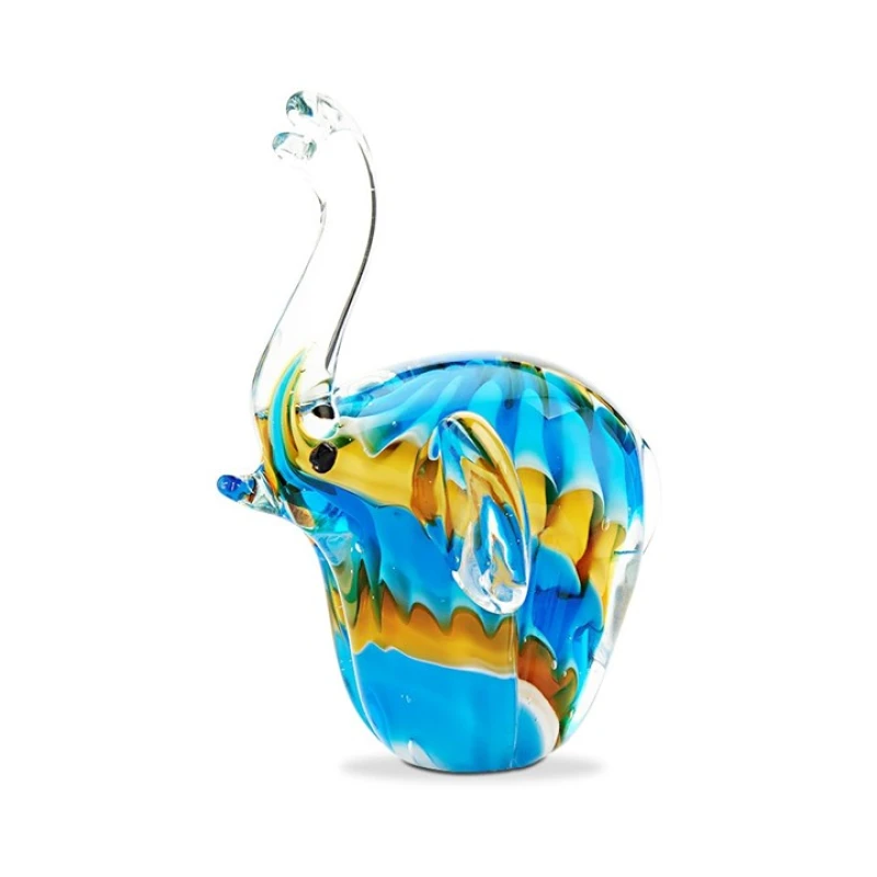 Image of Objets d'Art Glass Figurine - Blue Elephant Multi unisex