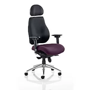 Image of Dynamic Synchro Tilt Posture Chair Multi-Functional Arms Chiro Plus Ultimate Black Back, Tansy purple Seat With Headrest High Back