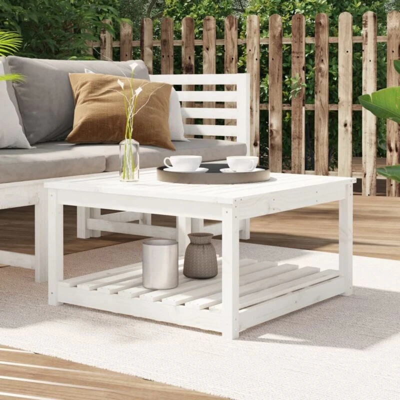 Image of VIDAXL Garden Table White 82.5x82.5x45cm Solid Wood Pine Vidaxl 8720845692513
