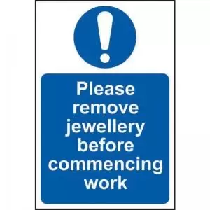 Image of Please Remove Jewellery Before Commencing Work&rsquo; Sign; Non
