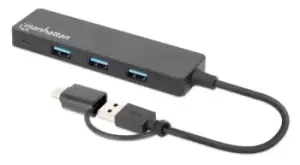 Image of Manhattan USB-C & USB-A Combo Dock/Hub, Ports (4): USB-A (x4), 5...