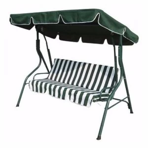 Image of Zexum 3 Seater Green and White Swinging Outdoor Garden Hammock Bench