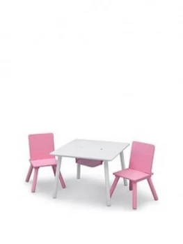 Image of Storage Table And Chair Set- White/Pink
