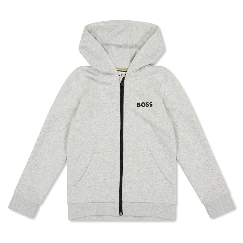Image of Boss Logo Zip Hoodie Junior - Grey Grey 3 - 4 Years