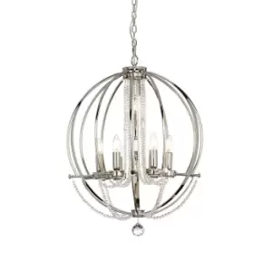 Image of 6 Bulb Chandelier LIght Highly Polished Nickel Finish Plated LED E14 60W