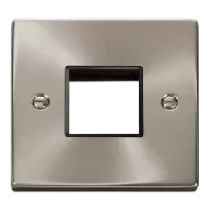 Image of Click Scolmore MiniGrid Twin Switch Plate 1 Gang Aperture Satin Chrome - VPSC402BK