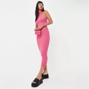 Image of Missguided Striped Racer Rib Midaxi Dress - Pink