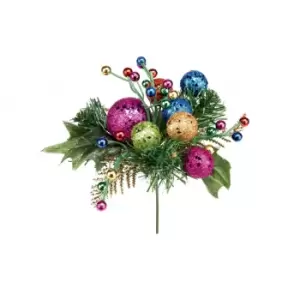 Image of Premier Glitter Ball Pick Christmas Decoration (One Size) (Multicoloured)