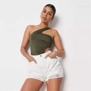 Image of Missguided One Strap Side Cut Out Bodysuit - Green