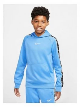Image of Nike Sportswear Older Boys Swoosh Tape Hoodie - Blue