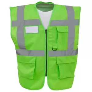 Image of Yoko Hi-Vis Premium Executive/Manager Waistcoat / Jacket (Pack of 2) (L) (Lime)