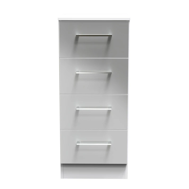 Image of Ready Assembled 2 U Gloucester 4 Drawer Tall Bedside (Ready Assembled) in Mid Grey Mid Grey Unisex
