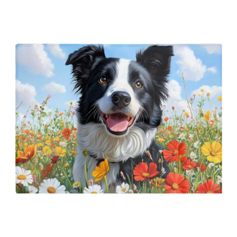 Image of Warren Reed Designer Border Collie Enjoying A Summer Meadow Chopping Board