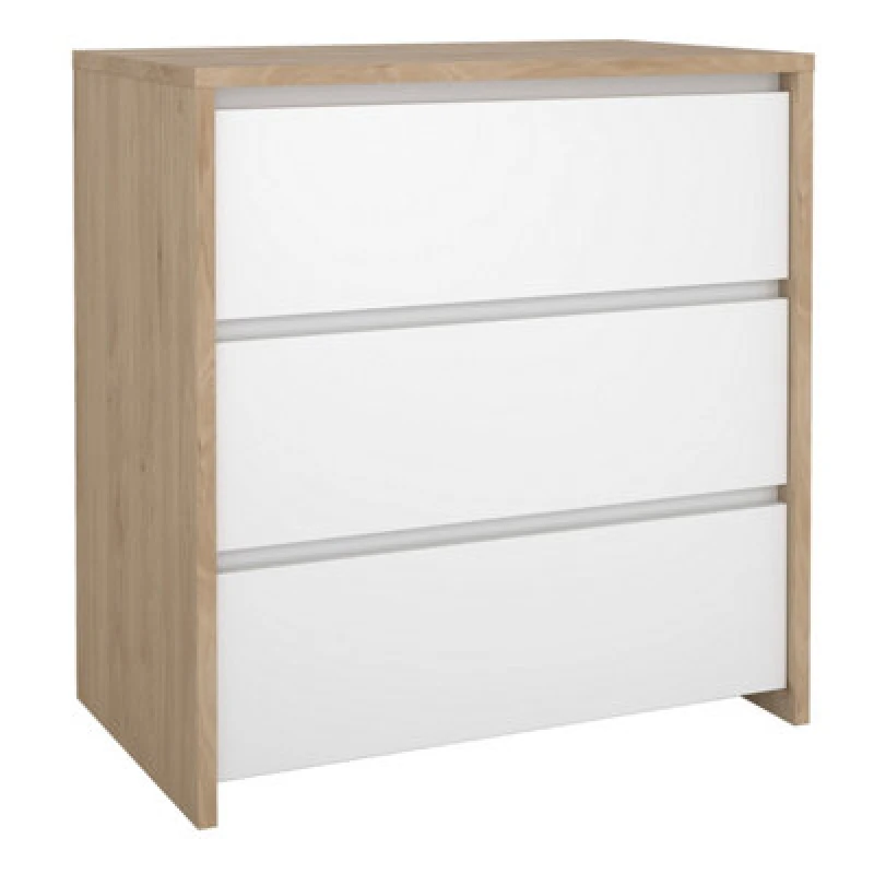 Image of Furniture To Go Next Chest 3 Drawers Jackson Hickory White High Gloss