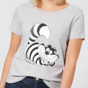Image of Disney Alice In Wonderland Cheshire Cat Mono Womens T-Shirt - Grey - L