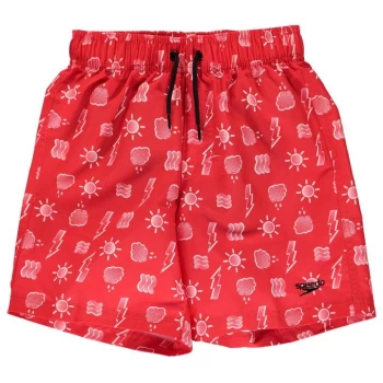 Image of Speedo All Over Print Shorts Junior Boys - Red