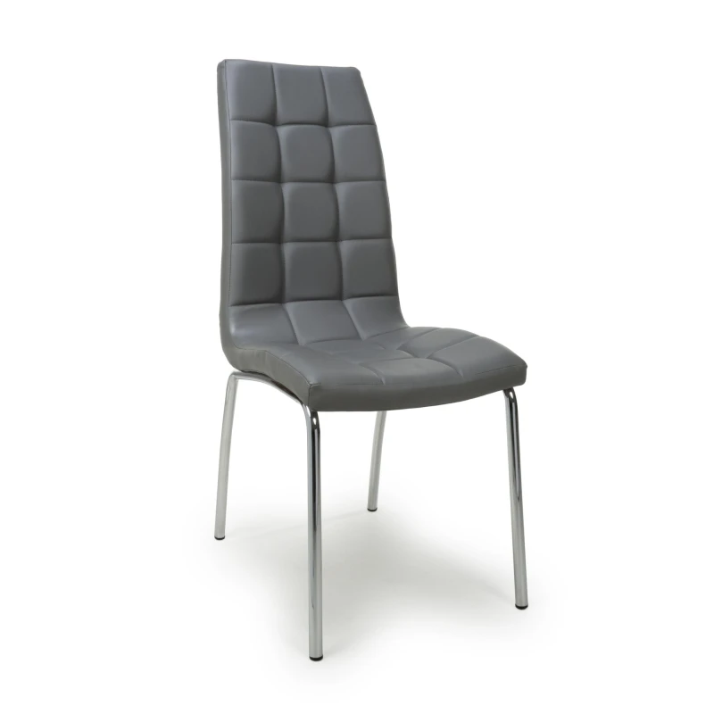 Image of 2 X Jenner Leather Effect Grey/Silver Dining Chairs, Grey 183-14-03-10-01