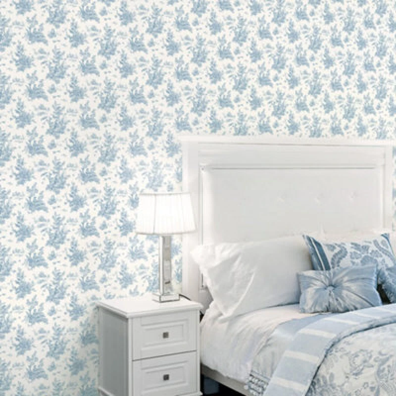 Image of Galerie Abby Rose 4 Blue Toile Smooth Wallpaper