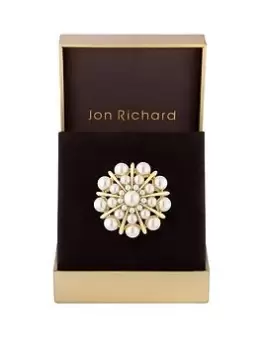 Image of Jon Richard Gold Plated Pearl Vintage Brooch - Gift Boxed, Gold, Women