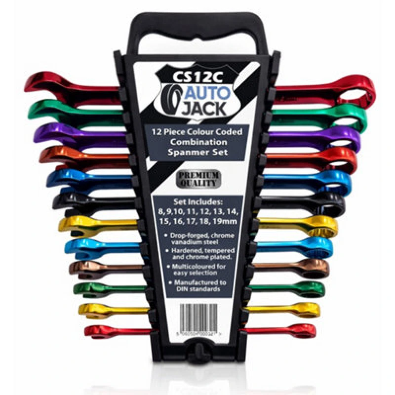 Image of Autojack 12 Piece Multi-coloured Combination Spanner Set Multi unisex