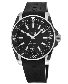 Image of Gucci Dive Black Dial Rubber Strap Mens Watch YA136204A YA136204A