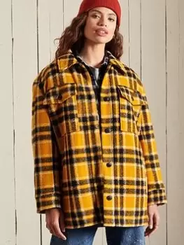 Image of Superdry Check Shacket - Yellow, Yellow Size M Women